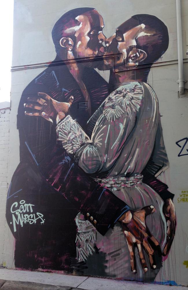 Kanye West's Kissing Meme Becomes A Piece Of Australian Street Art