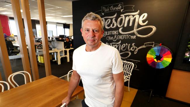 Anthony Hynes, founder of eNett, at his office in Melbourne. Picture: David Geraghty