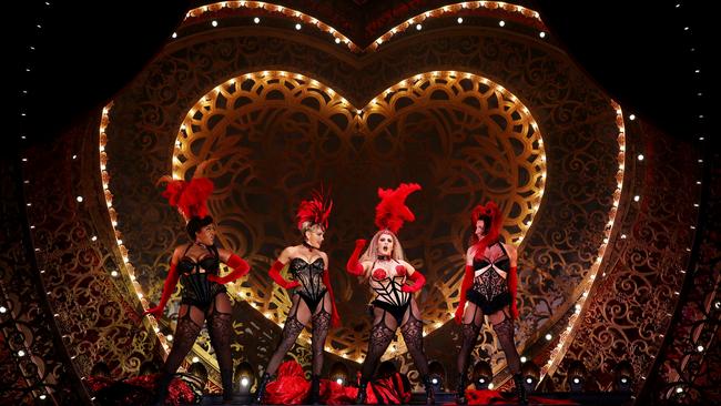 SYDNEY, AUSTRALIA - JUNE 02: Actors perform during a media call for Moulin Rouge! The Musical at Capitol Theatre on June 02, 2022 in Sydney, Australia. (Photo by Don Arnold/WireImage)