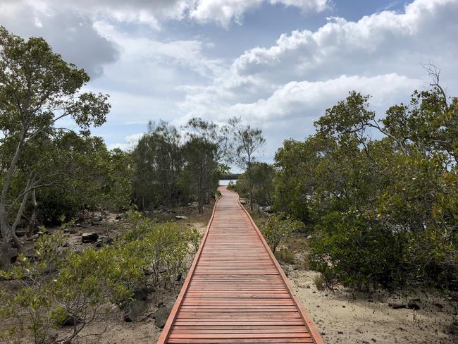 The mangrove boardwalk at Phil Hill Environmental Park at Paradise Point, which shares the land with Jabiru Island Park. Picture: Amanda Robbemond