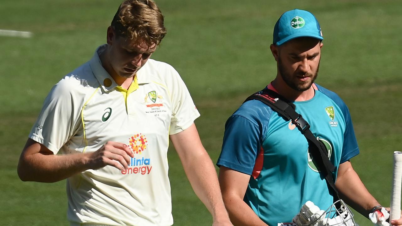 Cameron Green of Australia leaves the field after retiring with an injured finger (Photo by Quinn Rooney/Getty Images)