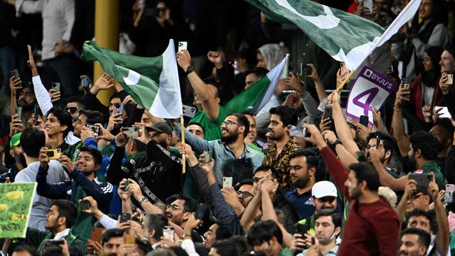 Pakistan's supporters celebrate their semi-final victory.