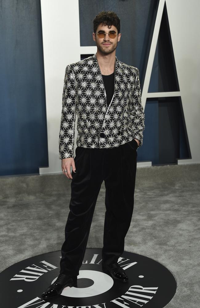 Darren Criss arrives at the Vanity Fair Oscar Party on Sunday, Feb. 9, 2020, in Beverly Hills, Calif. (Photo by Evan Agostini/Invision/AP)