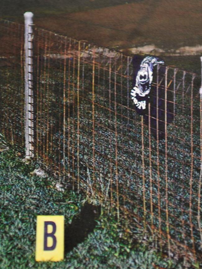 A piece of O’Keefe’s clothing left on a fence.