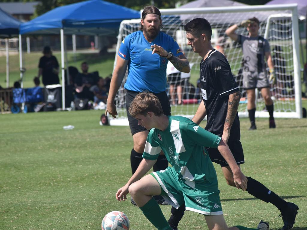 Frenchville Football six-a-side carnival, men's A final, Clinton versus Central, at Jardine Park, Rockhampton, February 25, 2024.