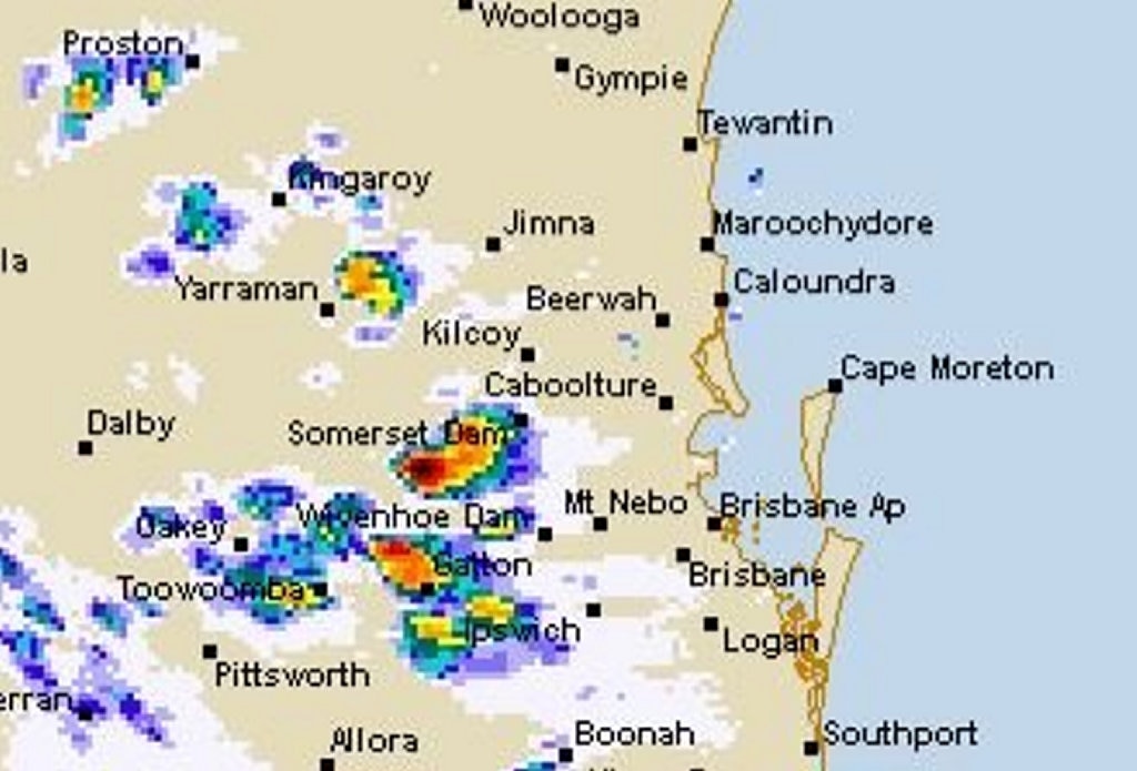 INCOMING: Storm cells are approaching the Sunshine Coast. Picture: Bureau of Meteorology