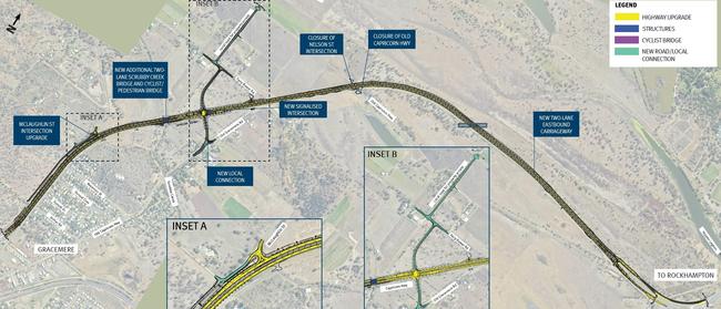 Detailed map for the Capricorn Highway – Rockhampton to Gracemere Duplication.