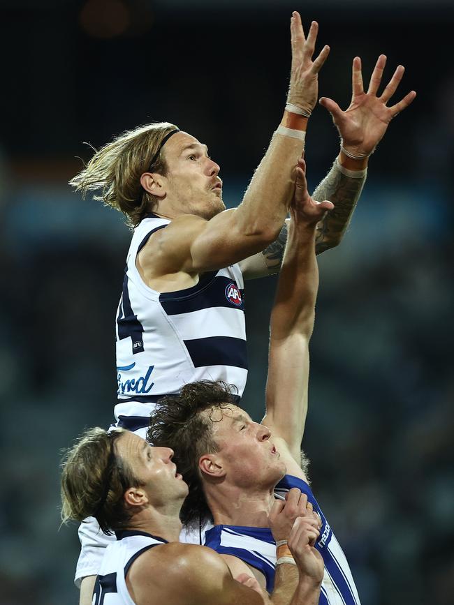 Tom Stewart is outstanding in the air. Picture: Robert Cianflone/Getty Images