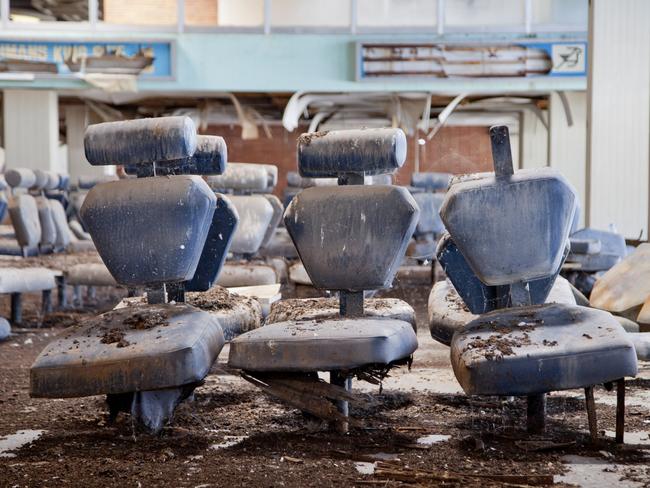 NICOSIA ,CYPRUS - APRIL 28: The passenger departure area at the abandoned Nicosia International Airport on April 28, 2016 in Nicosia, Cyprus .On 27 March 1968 a modern new terminal, designed by the German company . The new terminal could accommodate 800 passengers at one time and the parking apron eleven aircraft. Nicosia International Airport stands thick with dust while old aircraft decay by the landing strips outside is a largely disused airport located 8.2 km west of the Cypriot capital city of Nicosia . It was originally the main airport for the island, but commercial activity ceased following the Turkish invasion of Cyprus in 1974. The runways and main airfield facilities are principally under the control of the United Nations Peacekeeping Force (UNFICYP) in Cyprus. The terminal building and two surviving aircraft  an Avro Shackleton and Hawker Siddeley Trident lie derelict. (Photo by Athanasios Gioumpasis/Getty Images).