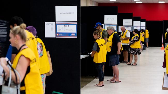 The vote count begins in the 2020 Northern Territory Election. Picture: Che Chorley