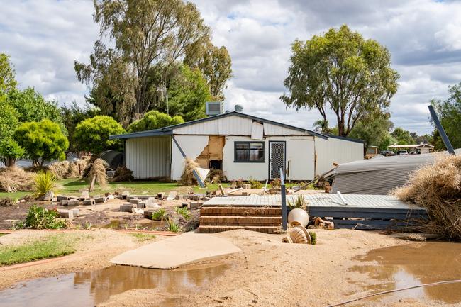 Huge storms late Sunday caused a massive flash flood in the middle of the night in Eugowra, with houses washed off their foundations, and cars and other items strewn though the town. Picture: Chris Watson/Farmpix Photography
