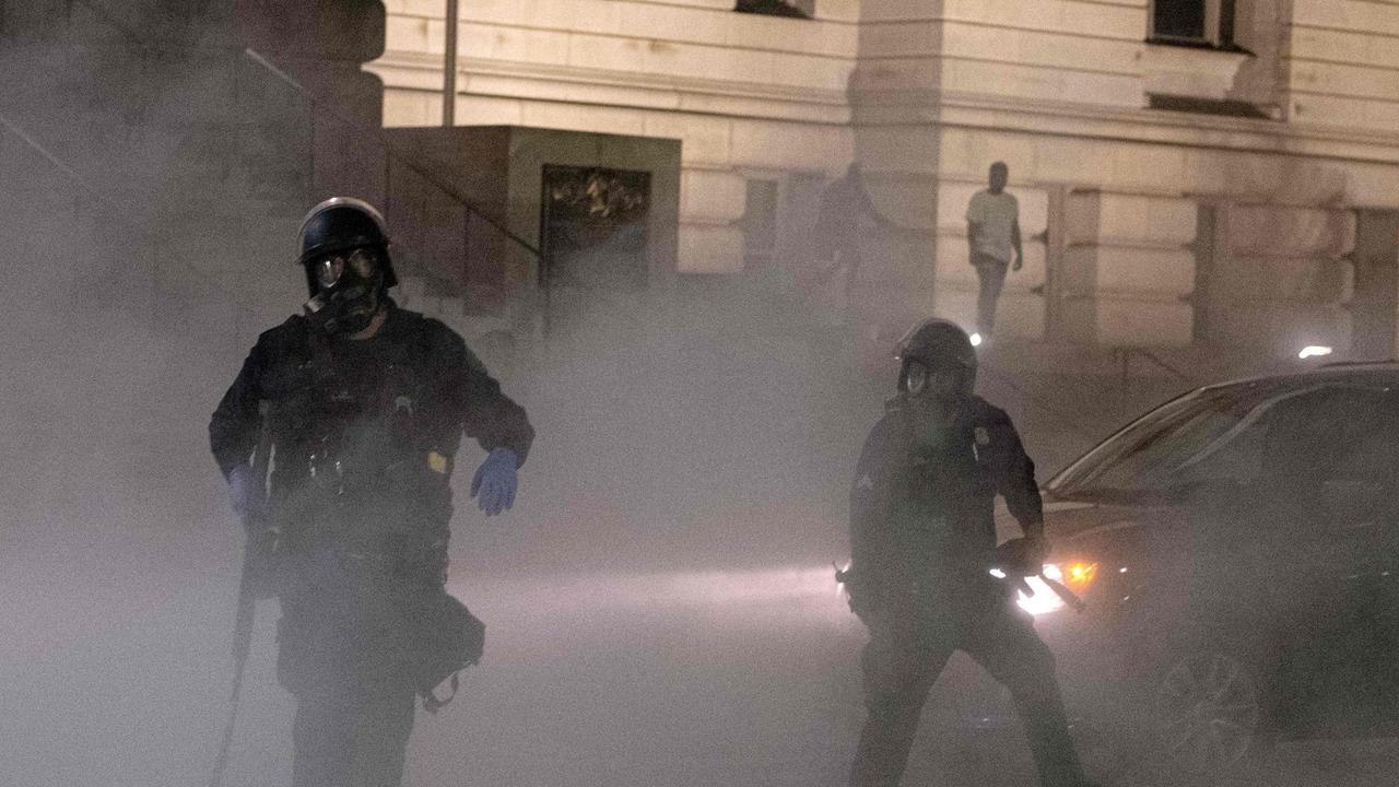 Detroit police fire tear gas on protesters. Picture: Seth Herald/AFP