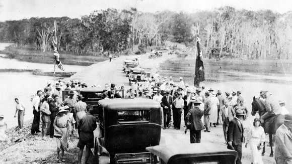 Official opening of the Pacific Highway crossing Flat Rock Creek, Currumbin, Queensland, 27 December 1933. Picture: Gold Coast Library