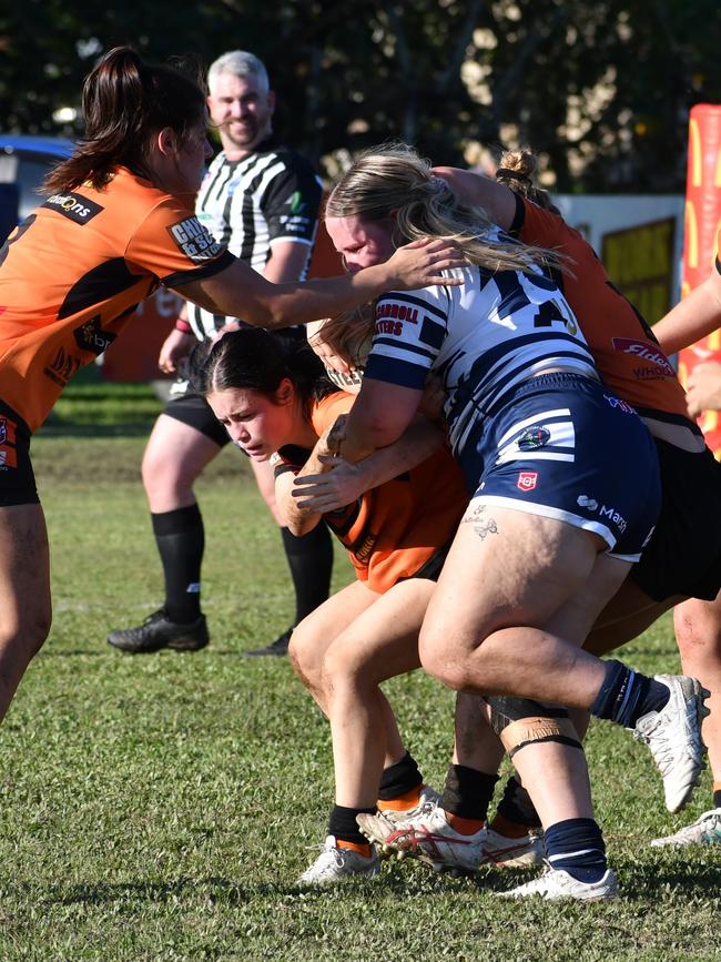 The Herbert River Crushers Women’s team drew 20-20 with Townsville Brothers in a hard-fought contest in Ingham on Saturday. Picture: Cameron Bates