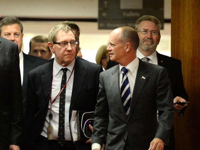 Queensland MP Bruce Flegg with then-Premier Campbell Newman in 2014. (AAP Image/Dan Peled)