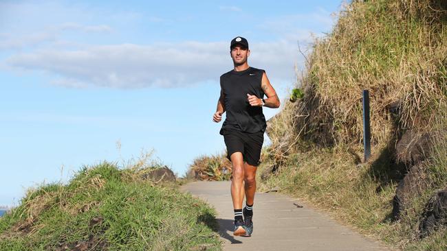 Matt Poole at Burleigh Headland training for the Gold Coast Marathon - he’s aiming for an impressive sub-three hour time. Picture: Glenn Hampson