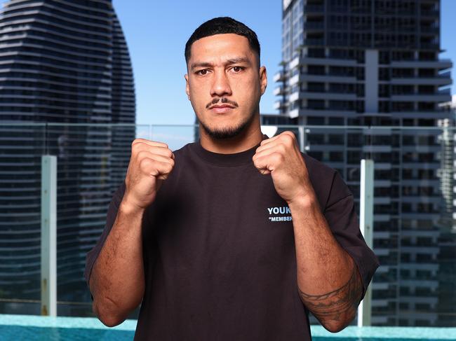 GOLD COAST, AUSTRALIA - APRIL 22: Jai Opetaia poses during the World Title Fight Announcement at Star Casino Gold Coast on April 22, 2025 in Gold Coast, Australia. (Photo by Chris Hyde/Getty Images)