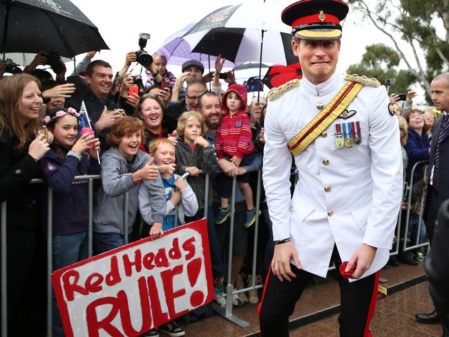 The Royal Ranga ... Prince Harry got a warm reception when he arrived in Canberra. Picture: Kym Smith