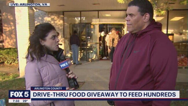 Arlington community holds drive-thru food giveaway