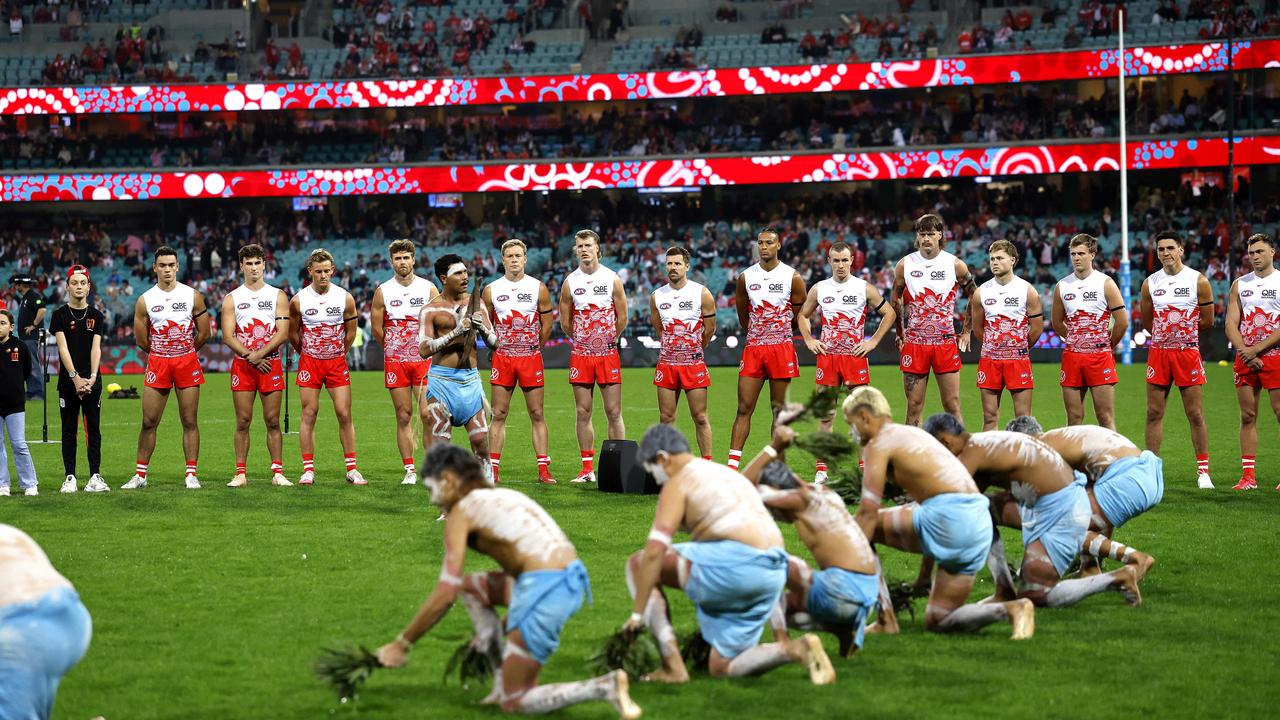 Scores of empty seats can be seen at the SCG during the pre-match ceremony. (Photo by Phil Hillyard)