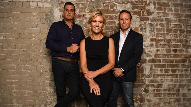 (L-R) Scott Evans (outgoing Mosaic Brands CEO), new CEO Erica Berchtold and Mosaic Brands chairman Richard Facioni.