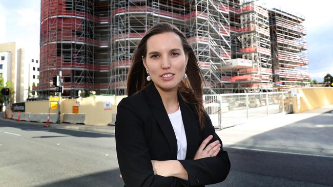 Australian Chamber of Commerce workplace relations associate director Tamsin Lawrence at a construction site in Canberra. Picture: Kym Smith