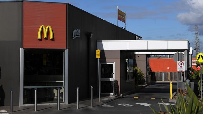 Fawkner McDonald's in Melbourne, where there’s been an outbreak of eight coronavirus cases. Picture: AAP