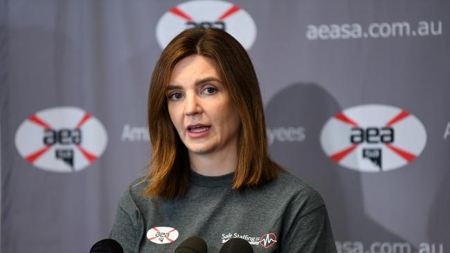 Ambulance Employees Association secretary Leah Watkins said ramping was a financial issue, not just a health issue. Picture: NCA NewsWire/Naomi Jellicoe