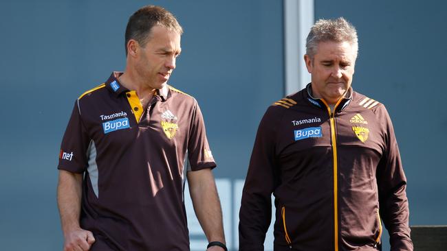 Alastair Clarkson and Chris Fagan during their tenures at Hawthorn. (Photo: Michael Willson/AFL Media)