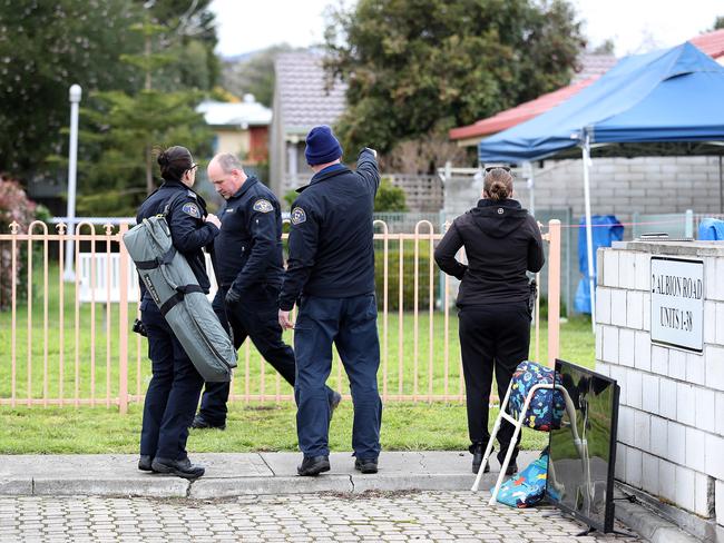 Police on the scene of the overnight shooting in Bridgewater. Picture: SAM ROSEWARNE.