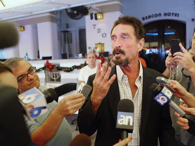 John McAfee has been on the run from authorities in a number of different countries for years. Picture: AFP