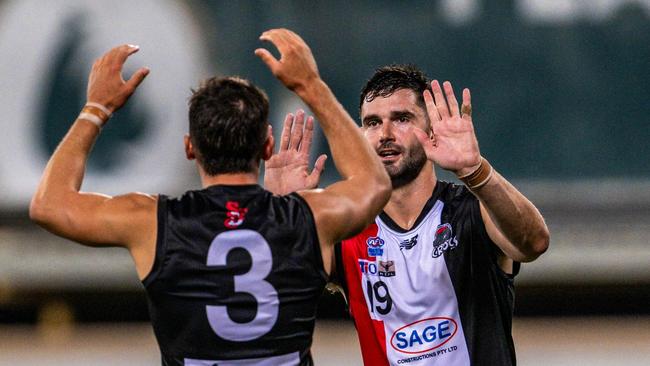 Jarrod Brander playing for Southern Districts in the 2024-25 NTFL season. Picture: Patch Clapp / AFLNT Media