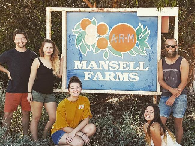 Amelia (third from left) with friends she had been picking fruit with. Picture: Instagram