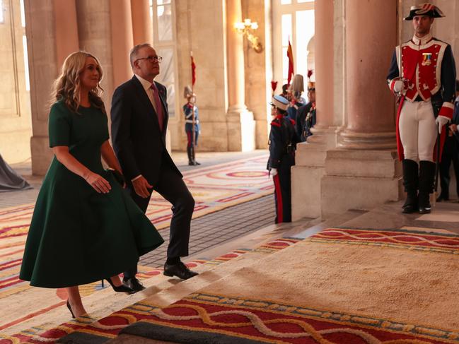 Ms Haydon and partner Anthony Albanese at the gala to open the NATO summit, hosted by King and Queen of Spain, at the royal palace in Madrid.