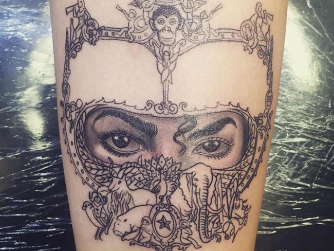 An image from her father’s Dangerous album cover adorns her arm. Picture: Paris Jackson/Instagram