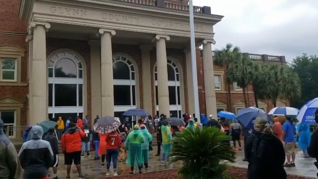 Protesters Gather Outside Glynn County Courthouse as Ahmaud Arbery