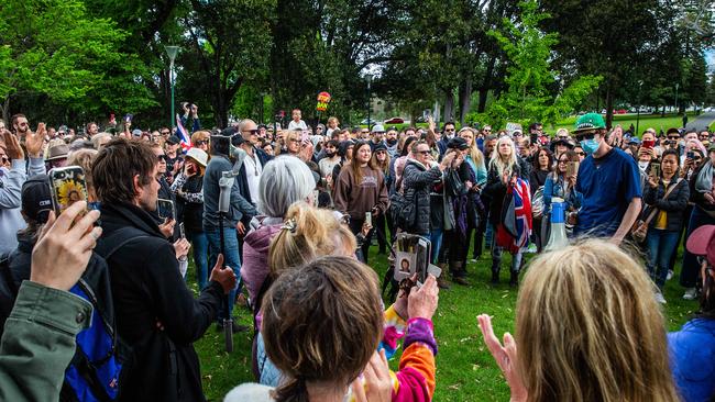 The group gathered at Treasury Gardens. Picture: NCA NewsWire/Sarah Matray