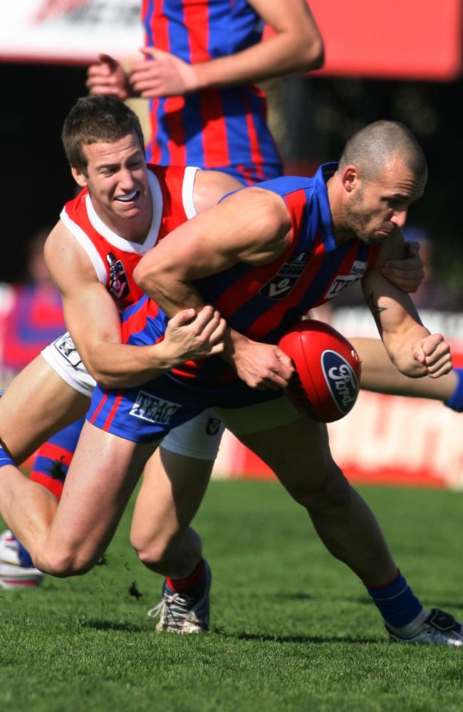 Kane Lambert applies a tackle for the Northern Blues.