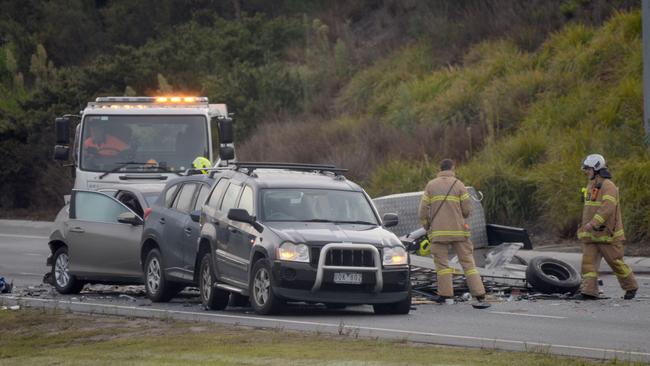 The wreckage is expected to take hours to clear. Picture: Andrew Henshaw