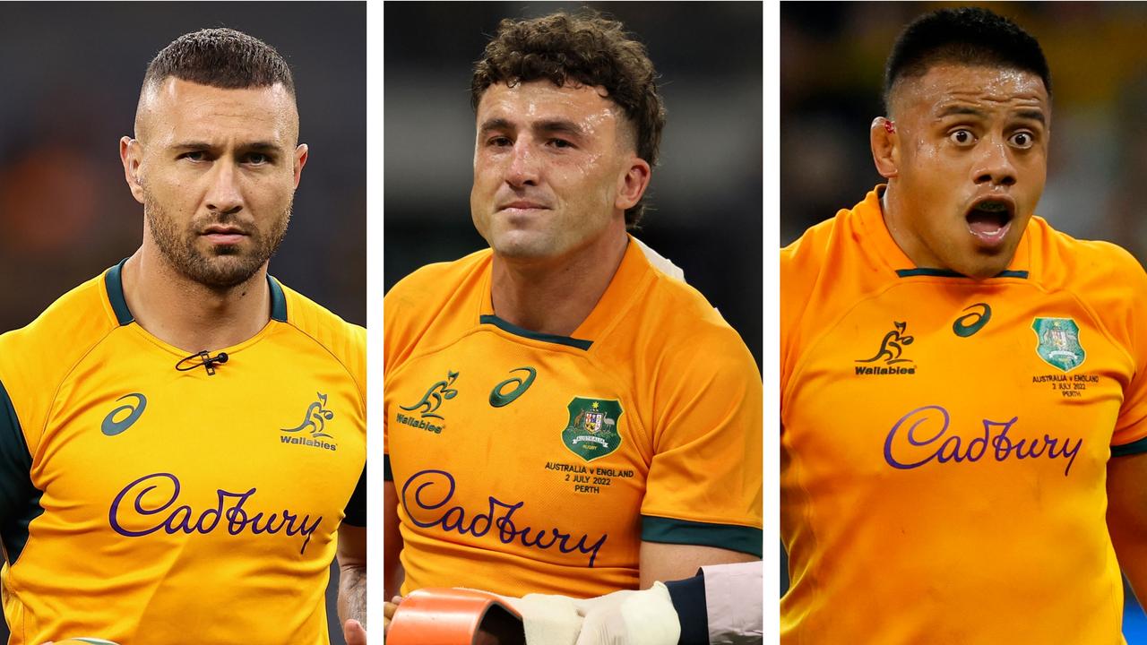 Tom Banks has likely played his final Test for the Wallabies, while Quade Cooper and Allan Alaalatoa are in doubt to play any further part against England. Photo: Getty Images