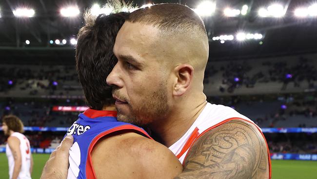 Jamarra and his idol Buddy after a game in 2021. Picture: Michael Klein