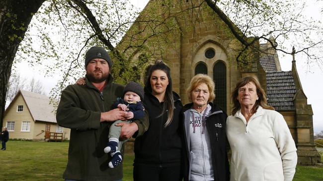 Grant Monks with son, Jacob, partner Katie Nichols, Ann Monks and Kaye Neil at the St Michael and All Angels Church in Bothwell. Picture: MATT THOMPSON