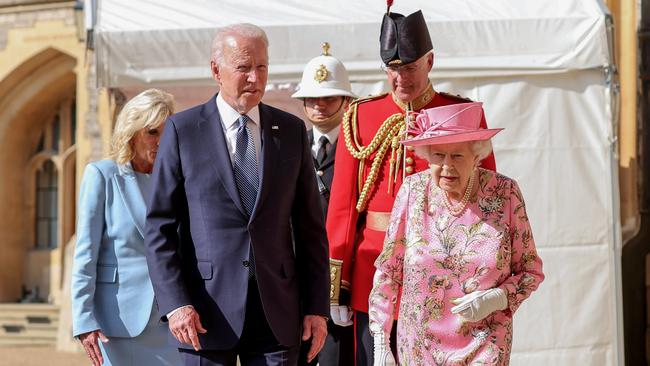 US President Joe Biden with Queen Elizabeth at Windsor Castle on June 13, 2021. Picture: Getty