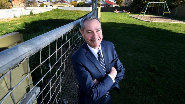 Prospect Mayor David O'Louglin at Stan Watson Reserve, Charles Street, which will be expanded onto a neighbouring block bought by the council in June last year for $680,000. Picture: Tricia Watkinson