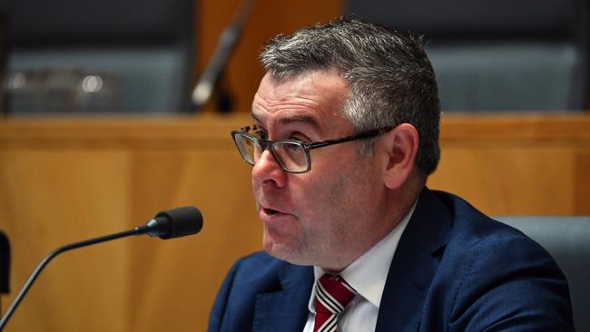 Labor Senator Murray Watt at a Senate estimates hearing at Parliament House in Canberra. (AAP Image/Mick Tsikas) 