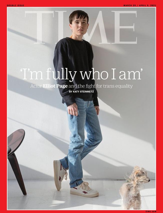 Elliot Page on the March/April 2021 cover of Time Magazine. Picture: TIME