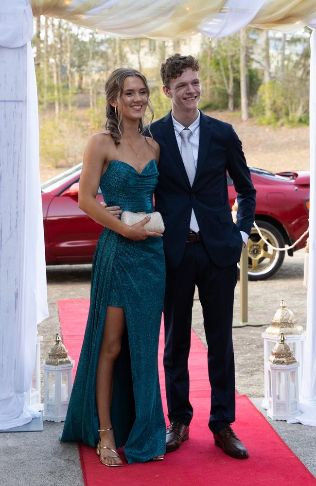 Nick Bates and Chelyse Buchanan arrive at the Gympie State High School formal 2023. November 16, 2023. Picture: Christine Schindler