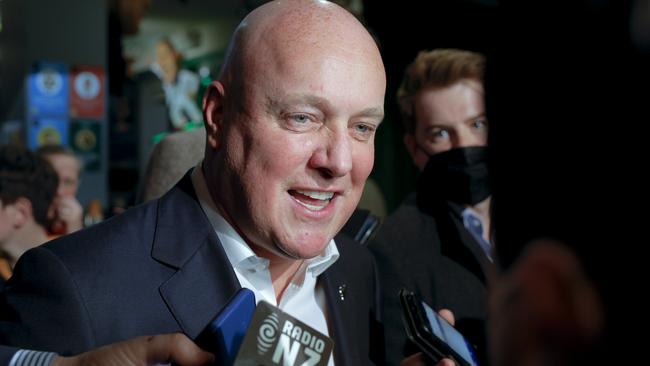 National Party leader Christopher Luxon speaks to reporters. Picture: Getty Images.