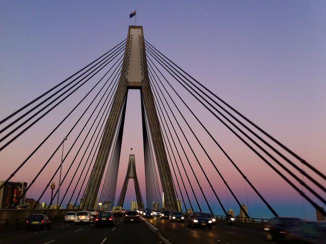 The car was first observed to be driving erratically on the Anzac Bridge. Picture: Olga Lalazaryan