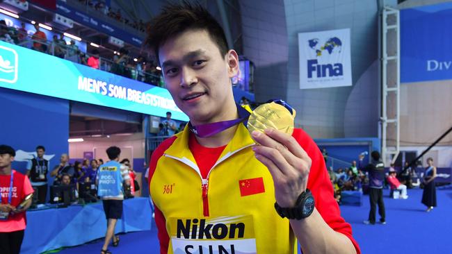 Sun Yang is a box office smash in his home country. Picture: Ed Jones/AFP